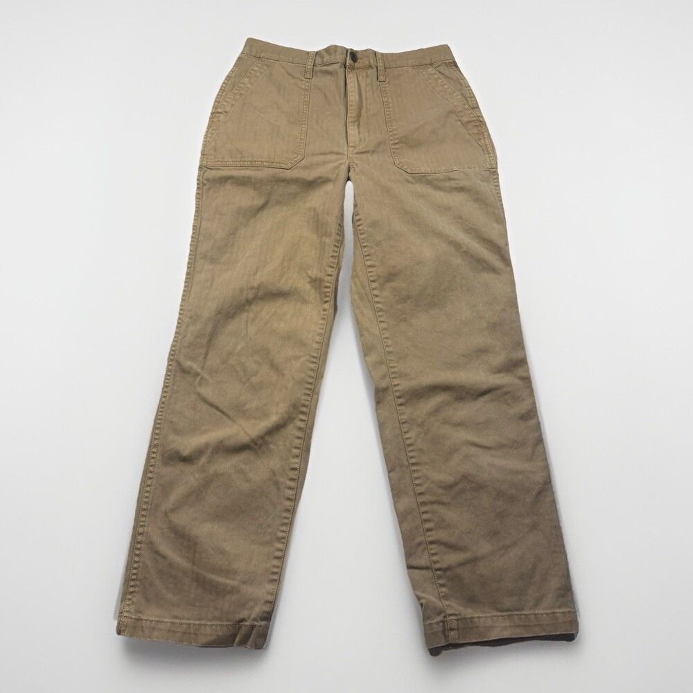Madewell Straight Leg Pants Mens 28 (fits 30x28) Khaki Herringbone Twill Stretch
